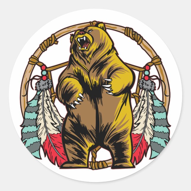 Adesivo Redondo Bear Dreamcatcher (Frente)