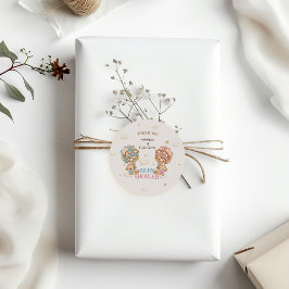 Adesivo Redondo Bear Gêmeos Garota Chá Rosa Azul Obrigado