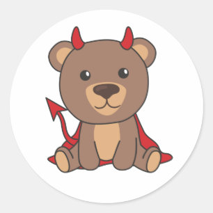Adesivo Redondo Bear Halloween Bons Devil Kids Bruxaria Classe de