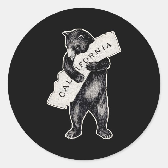 Adesivo Redondo Bear Hug I Love California Cali Bear (Frente)