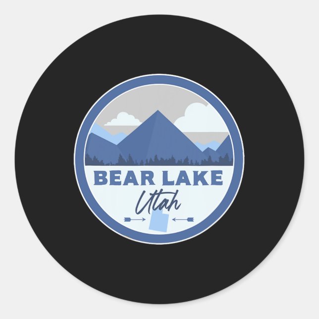 Adesivo Redondo Bear Lake Utah Ut Mountains Badge Hiking Souvenir  (Frente)