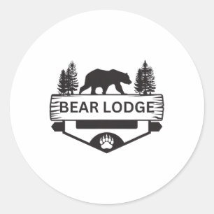 Adesivo Redondo Bear Lodge Wyoming Wiloming Urso Caminhante Campin