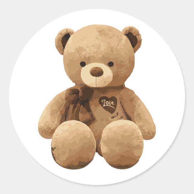Adesivo Redondo Bear Love (Frente)