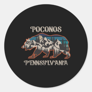 Adesivo Redondo Bear Mounains Poconos Pensilvânia Pa Vintage 80s