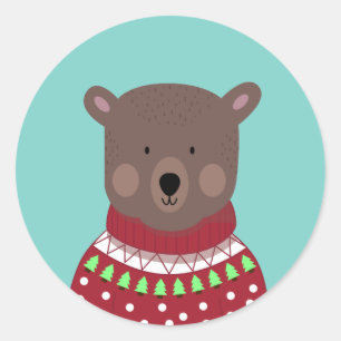 Adesivo Redondo Bear Natal