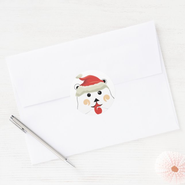 Adesivo Redondo Bear Natal (Envelope)
