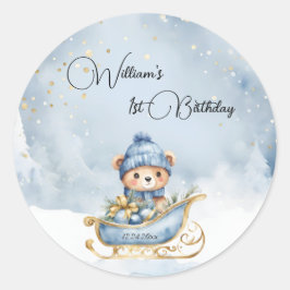Adesivo Redondo Bear Natal Um Primeiro Aniversário Inverno
