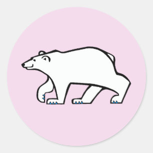 Adesivo Redondo BEAR POLAR - Conservação - Rosa Árctico