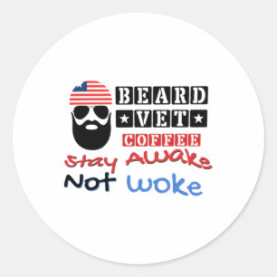Adesivo Redondo Beard Vet Coffee Feliz 4 De Julho Da Independência