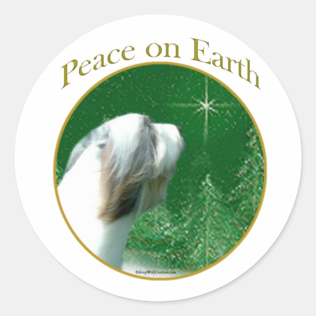 Adesivo Redondo Bearded Collie Peace (Frente)