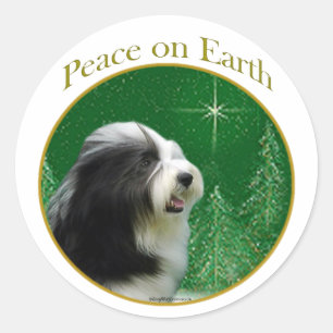 Adesivo Redondo Bearded Collie Peace