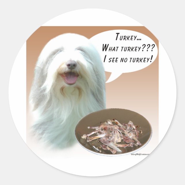 Adesivo Redondo Bearded Collie Turquia (Frente)