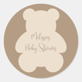 Adesivo Redondo Bearly Wait Beige Teddy Bear Baby Shower