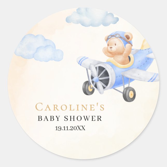 Adesivo Redondo Bearly Wait Flying Bear & Cloud Round Sticker (Frente)