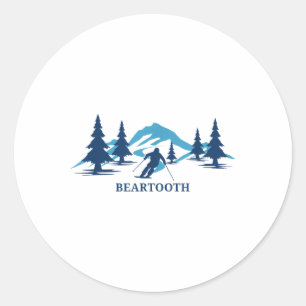 Adesivo Redondo Beartooth Wyoming Ski Resort Skiing Skier T-shirt_