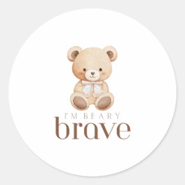 Adesivo Redondo beary brave childhood cancer sick kids cute bear 