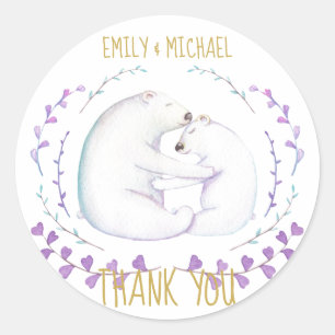 Adesivo Redondo Beary Christmas Watercolor Obrigado Casais Favoráv