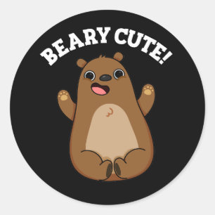 Adesivo Redondo Beary Cute Teddy Bear Pun Dark BG