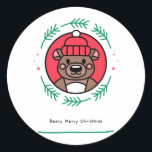 Adesivo Redondo Beary Felry Christmas<br><div class="desc">Beary Felry Christmas</div>