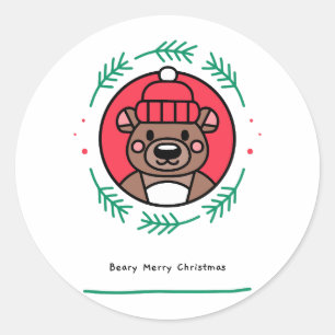Adesivo Redondo Beary Felry Christmas