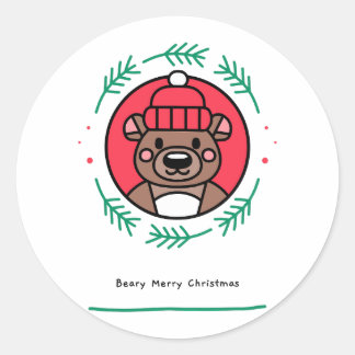 Adesivo Redondo Beary Felry Christmas