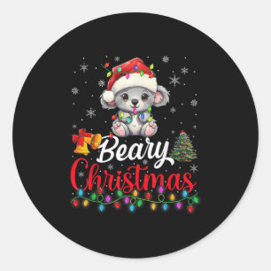 Adesivo Redondo Beary Felry Natal Design Santa Claus B
