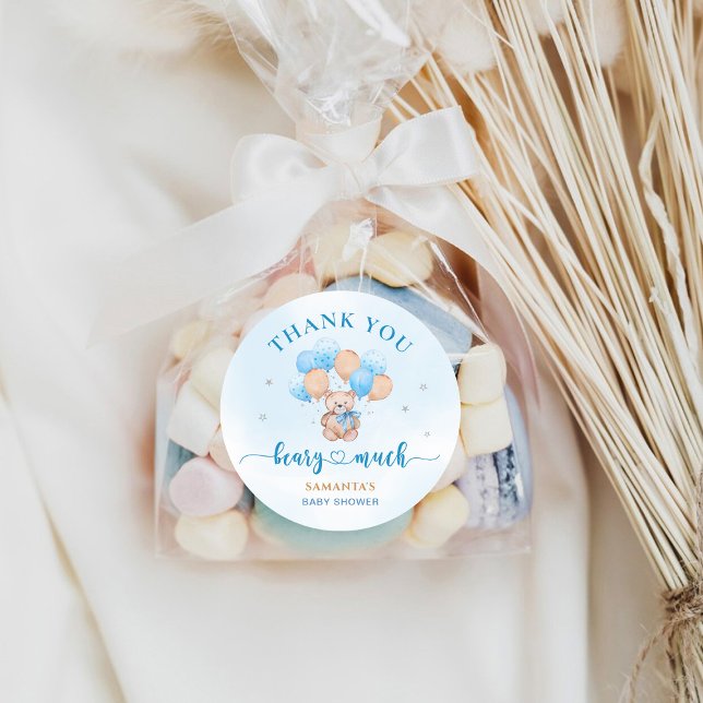 Adesivo Redondo Beary Muito Obrigado Chá de fraldas Sticker (Criador carregado)