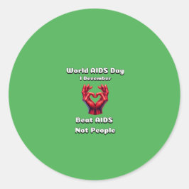 Adesivo Redondo Beat Aids Not Pessoas. Dia Mundial da SIDA.