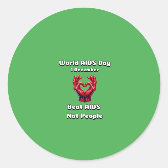 Adesivo Redondo Beat Aids Not Pessoas. Dia Mundial da SIDA. (Frente)