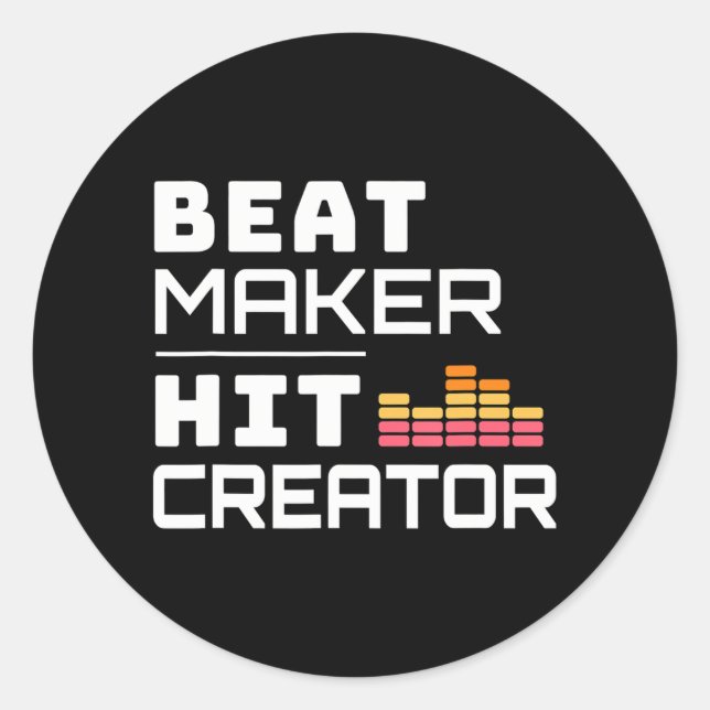 Adesivo Redondo Beat Maker Hit Creator Produtor de Música (Frente)