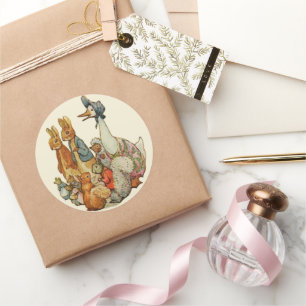 Adesivo Redondo Beatrix Clássico Potter Peter e Amigos