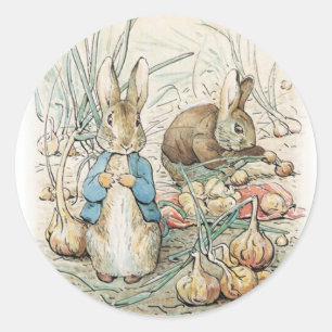 Adesivo Redondo Beatrix Potter Peter Rabbit E Benjamin Bunny