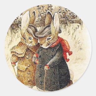 Adesivo Redondo Beatrix Potter - Peter Rabbit Winter Walk
