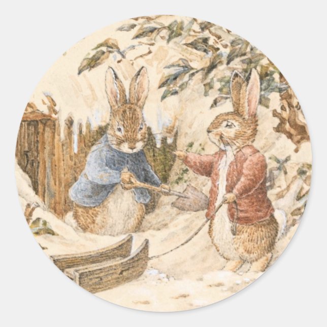 Adesivo Redondo Beatrix Potter Winter Season (Frente)