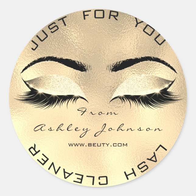Adesivo Redondo Beauon Salon Brown Glitter SPA Dourado Lashes Clea (Frente)