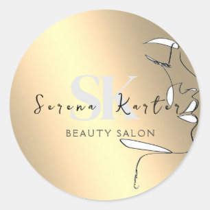 Adesivo Redondo Beauon Salon Face Abstrato Mulher Moderno Minimali