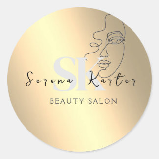 Adesivo Redondo Beauon Salon Face Abstrato Mulher Moderno Minimali