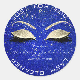 Adesivo Redondo Beauon Salon Glitter Blue Dourado Lash Cleaner