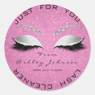 Adesivo Redondo Beauon Salon Glitter Cinza Rosa Rosa Pisca Limpa