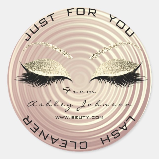 Adesivo Redondo Beauon Salon Glitter Dourado Lash Cleaner Obrigado (Frente)