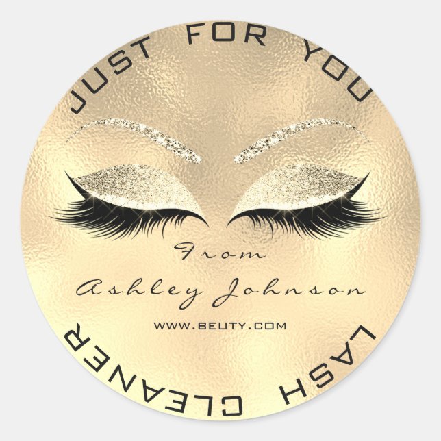 Adesivo Redondo Beauon Salon Glitter Dourado Lash Cleaner Sepia Fa (Frente)
