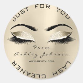 Adesivo Redondo Beauon Salon Glitter Dourado Lash CleanerChampaign