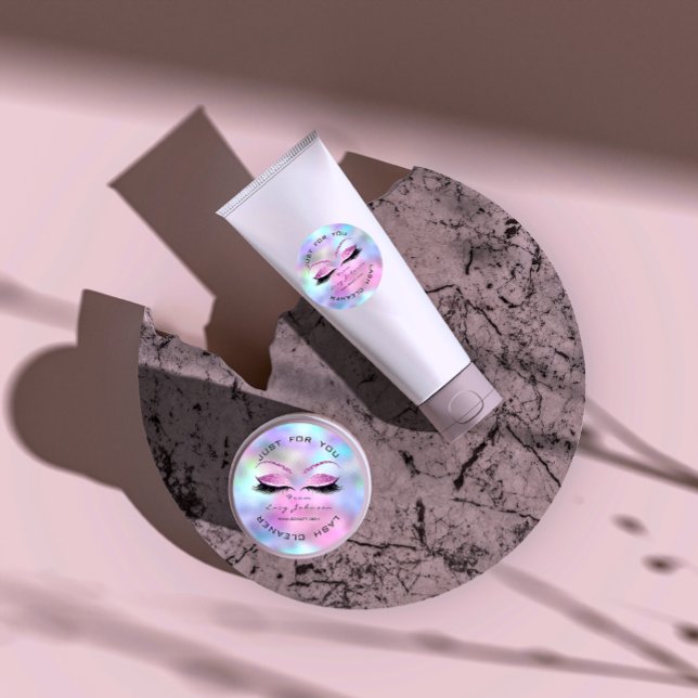Adesivo Redondo Beauon Salon Glitter Pink Ombre Lashes Cleaner (Beauty Salon Glitter Pink Ombre Lashes Cleaner Classic Round Sticker)