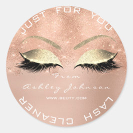 Adesivo Redondo Beauon Salon Glitter Pink Rose Dourada Lash Cleane