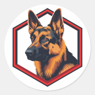Adesivo Redondo Beautiful German Shepard In A Six Sided Frame