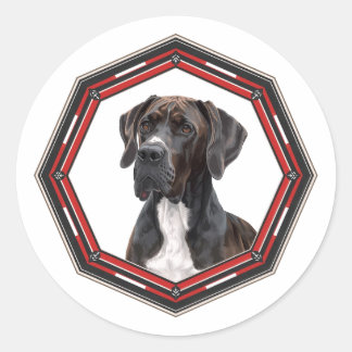 Adesivo Redondo Beautiful Great Dane In A Frame