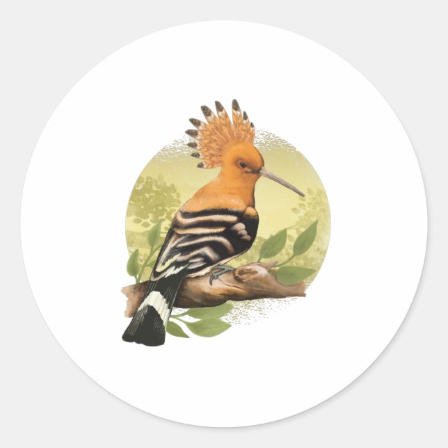 Adesivo Redondo Beautiful Hoopoe For Ornithologists (Frente)