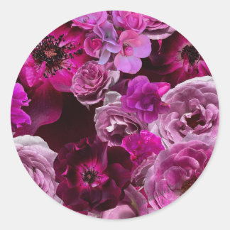 Adesivo Redondo Beautiful Purple Rose Collage
