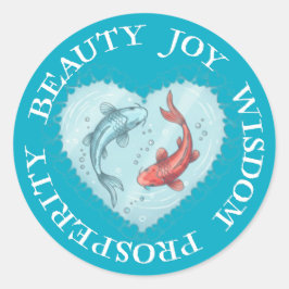 Adesivo Redondo Beauty , Joy, Wisdom Prosperity Koi sticker
