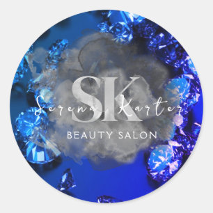 Adesivo Redondo Beauty Salon Blue Diamantes
